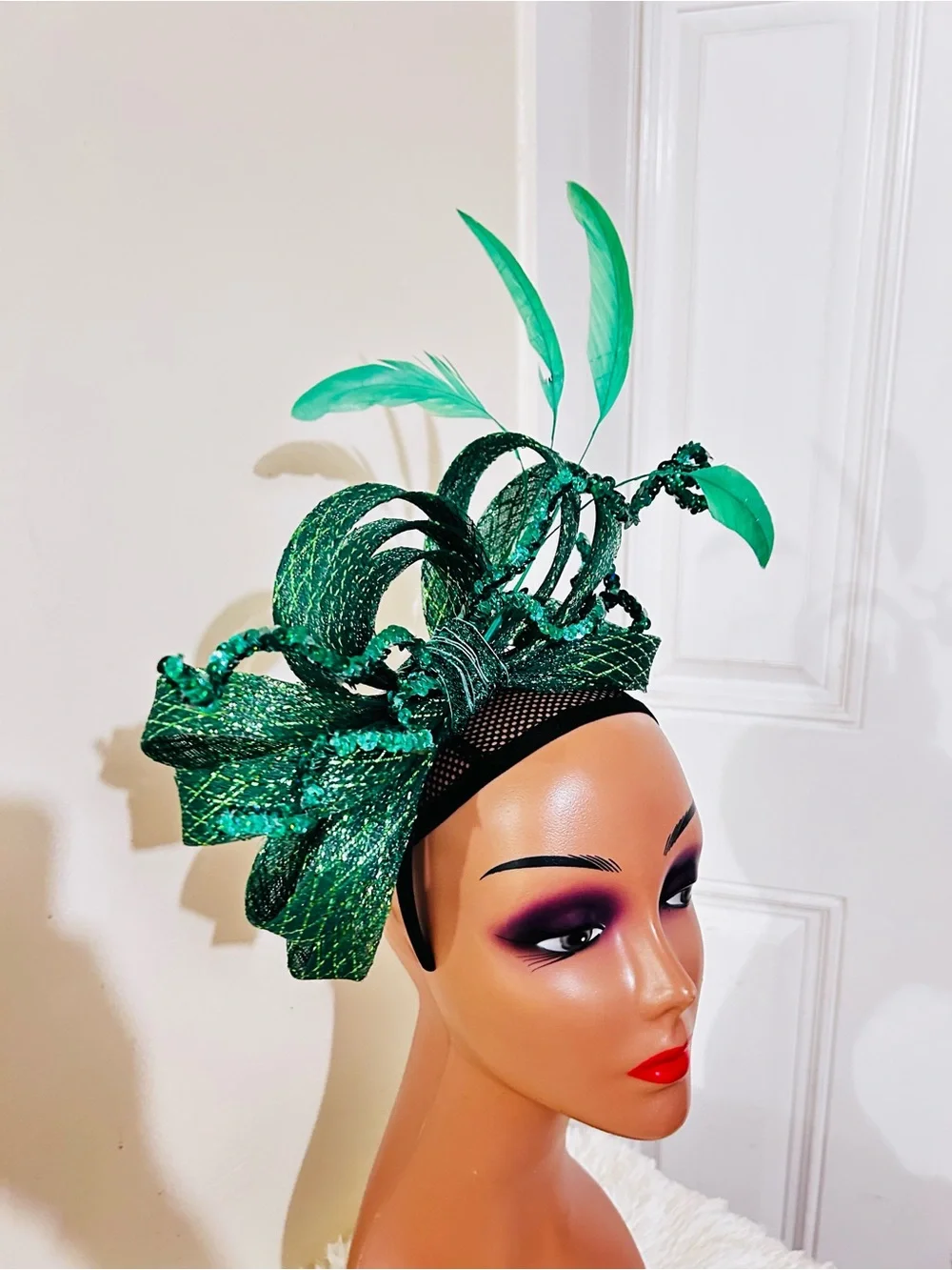 Green Feathered Cocktail Fascinator Headband